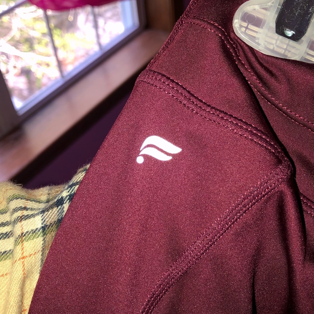 Fabletics Maroon Athletic Leggings Mesh Panels